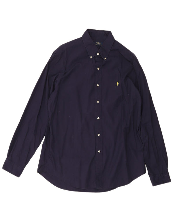 Polo Ralph Lauren Camisa masculina grande algodão azul marinho