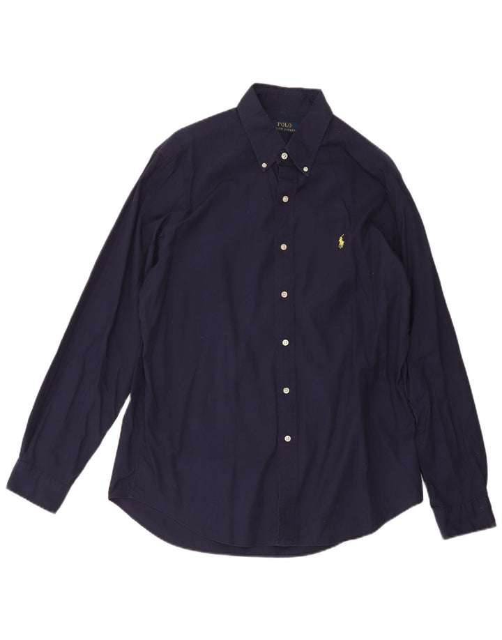 Polo Ralph Lauren Camisa masculina grande algodão azul marinho