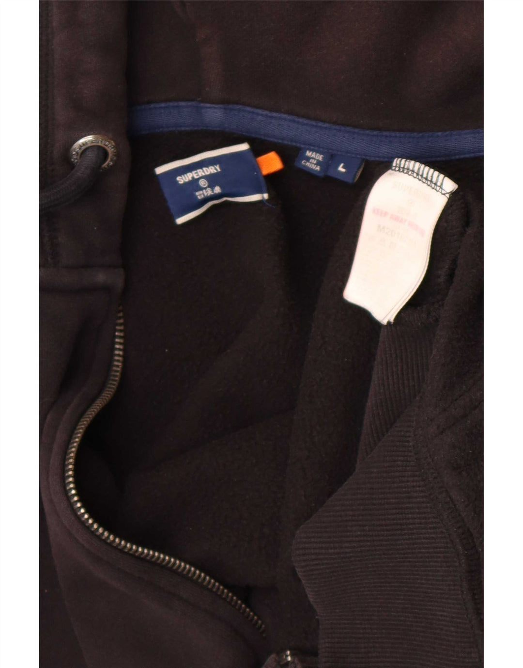 Suéter masculino Superdry com capuz e zíper grande algodão preto