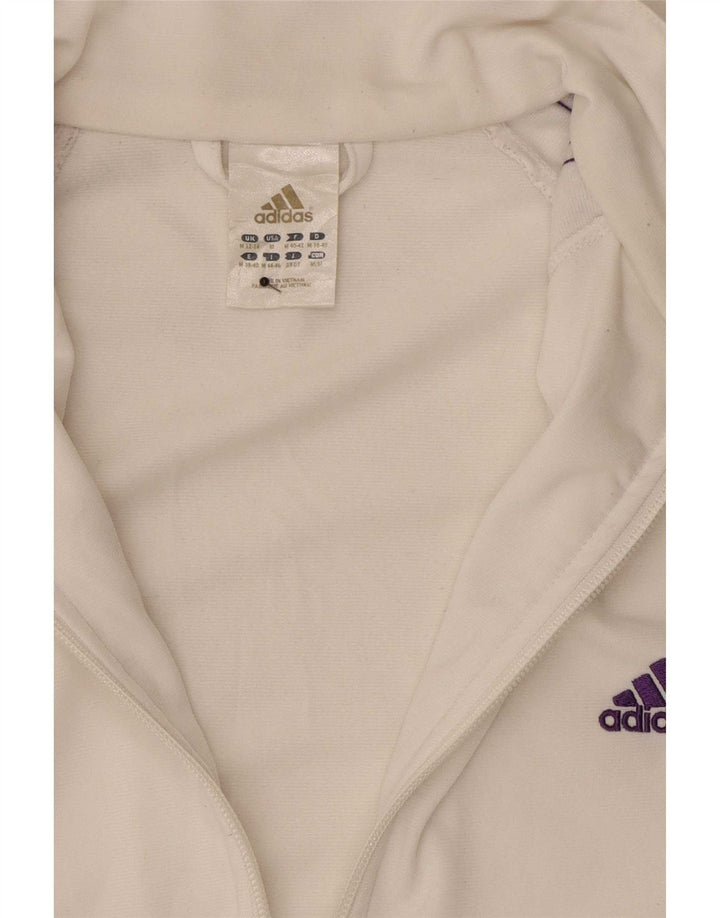Adidas Womens Tracksuit Top Jacket UK 12/14 Médio Branco Poliéster