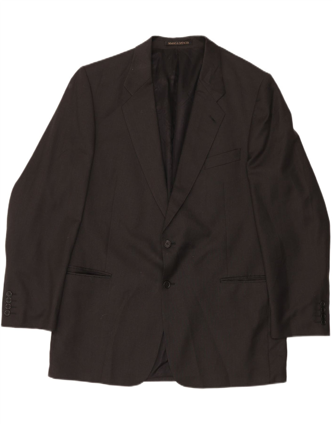 Jaqueta blazer masculina longa de 2 botões Marks & Spencer Reino Unido 46 XL cinza nova lã