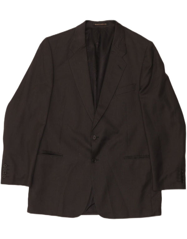 Marks & Spencer Mens Long 2 Button Blazer Jacket UK 46 XL Grey New Wool