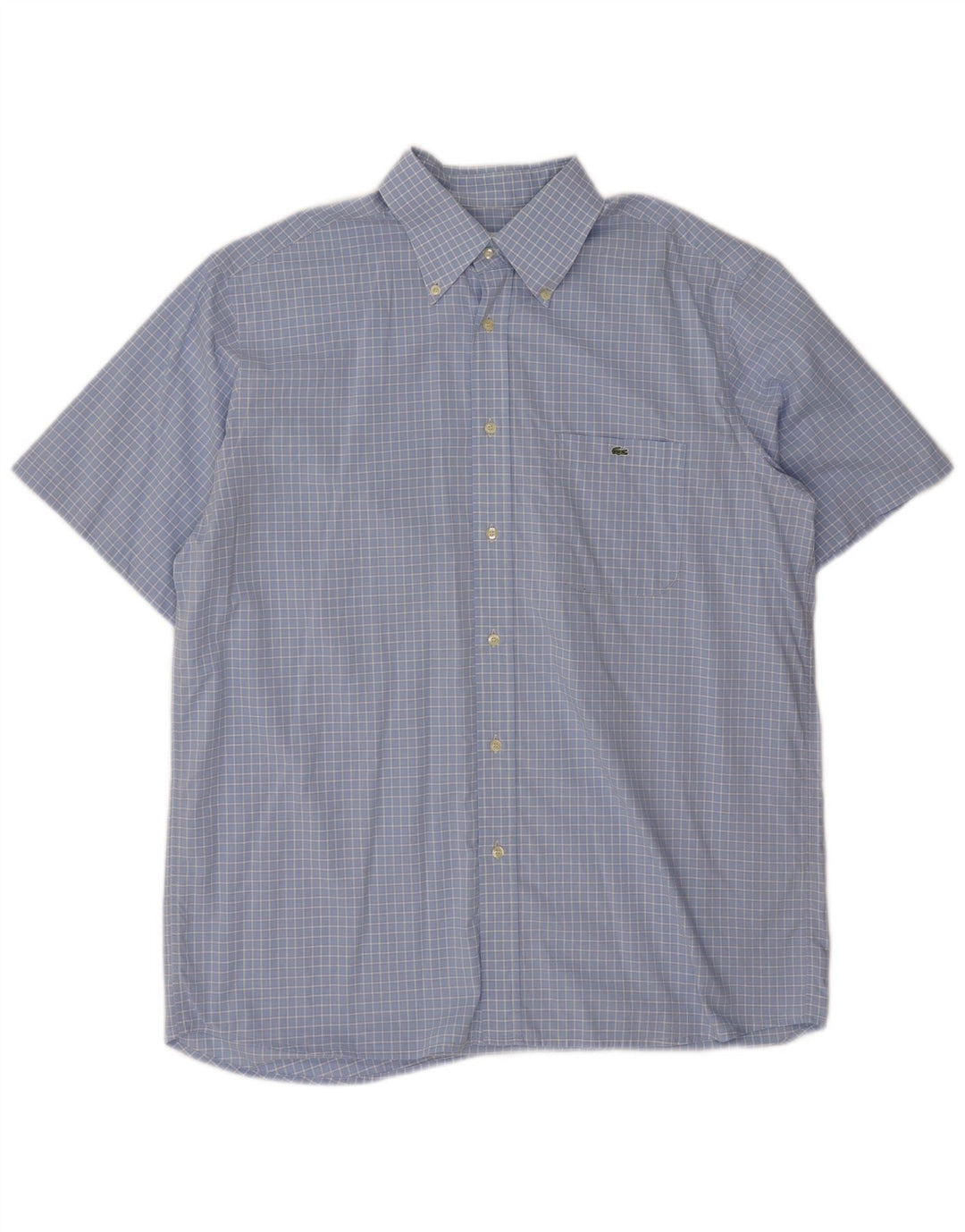 Lacoste camisa masculina de manga curta tamanho 43 XL azul xadrez