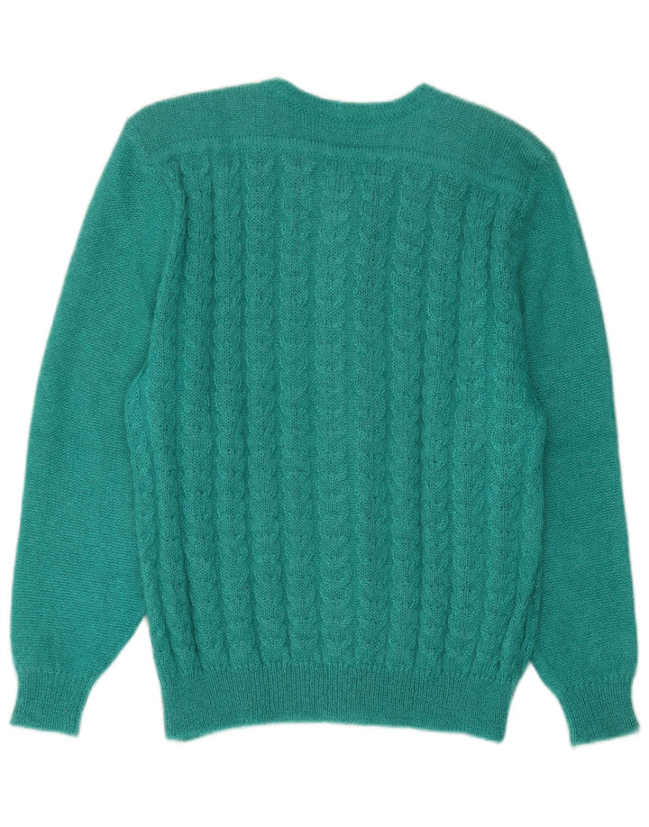 Suéter cardigã feminino vintage IT 44 mohair verde médio