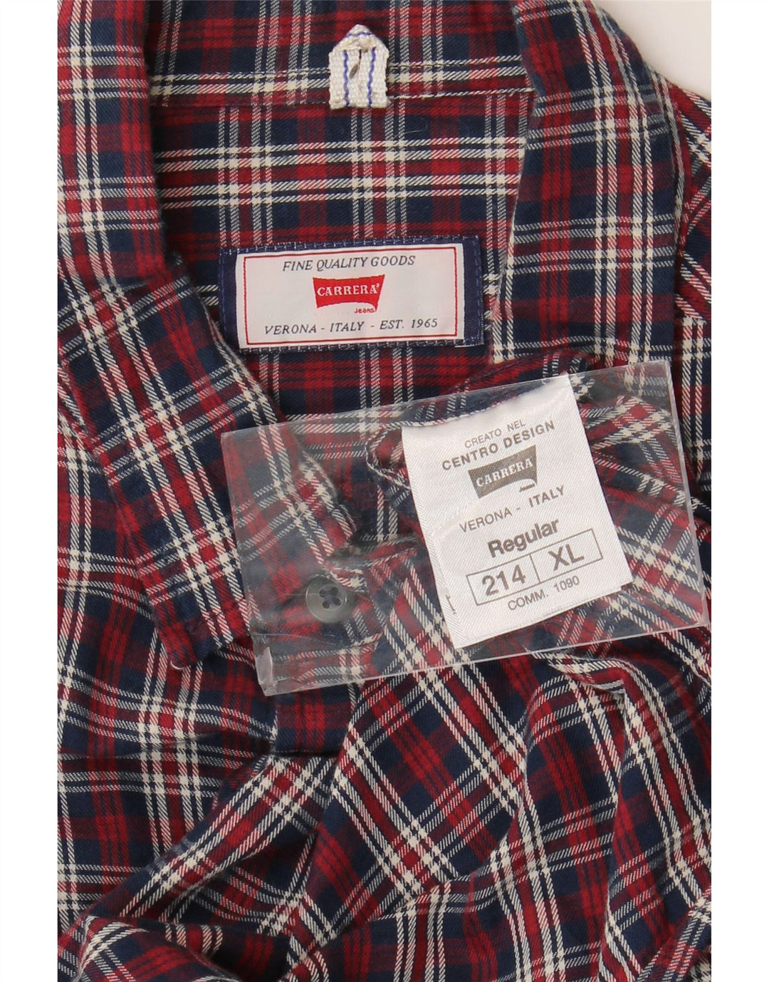Camisa masculina de flanela CARRERA Regular Fit XL algodão xadrez vermelho