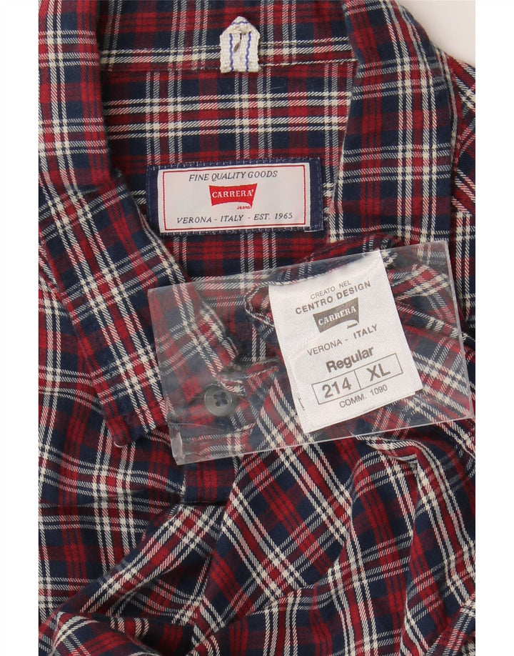 Camisa masculina de flanela CARRERA Regular Fit XL algodão xadrez vermelho