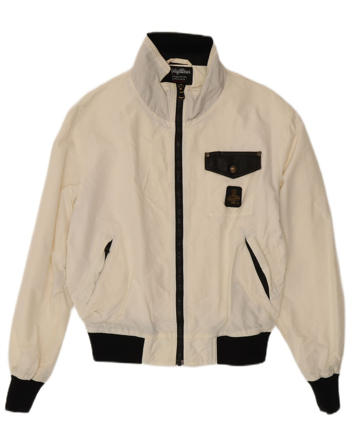 Jaqueta bomber feminina superdimensionada Refrigiwear UK 10 Small White Colourblock