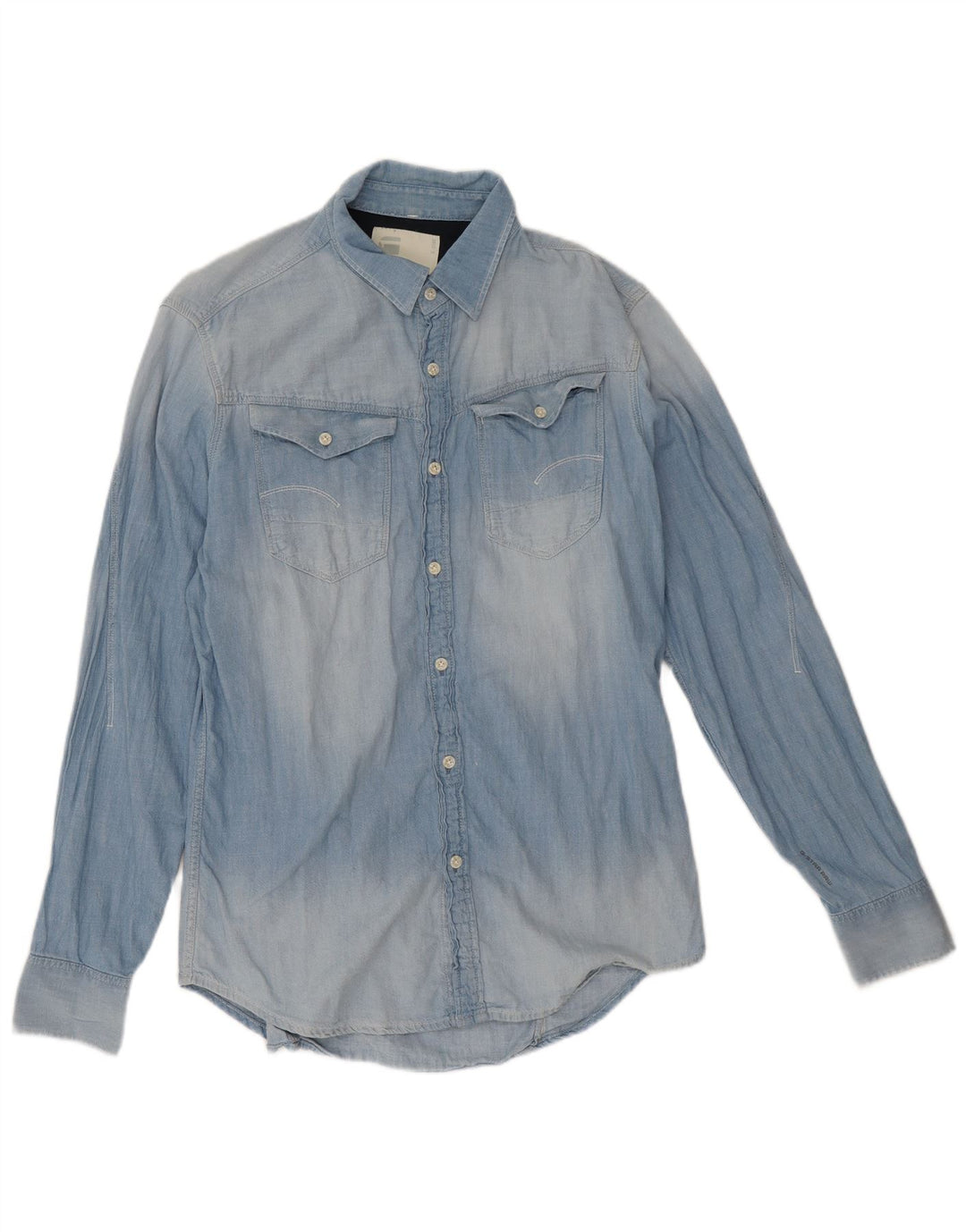 Camisa jeans masculina G-Star de algodão azul médio
