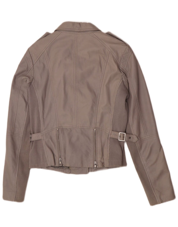 Jaqueta feminina de couro para motociclista S.Oliver UK 8 pequena cinza