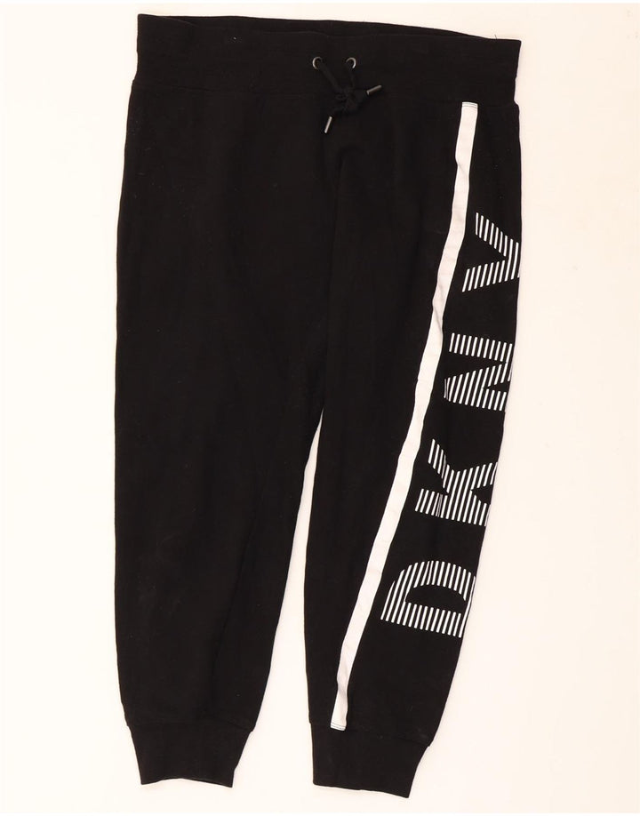 Calça esportiva masculina DKNY com estampa gráfica, joggers de algodão preto médio