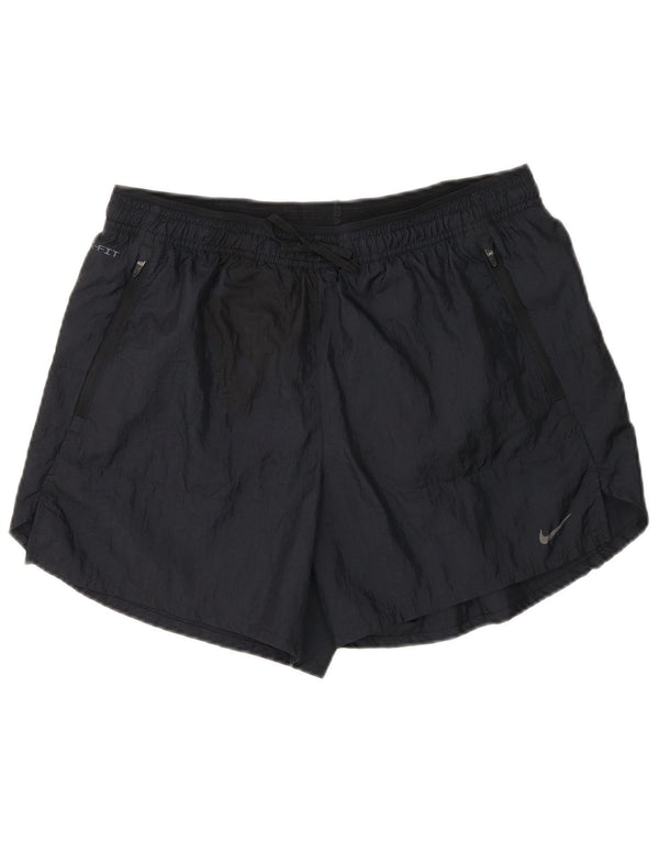 Shorts esportivos femininos Nike Dri Fit UK 14 médio preto colorblock nylon