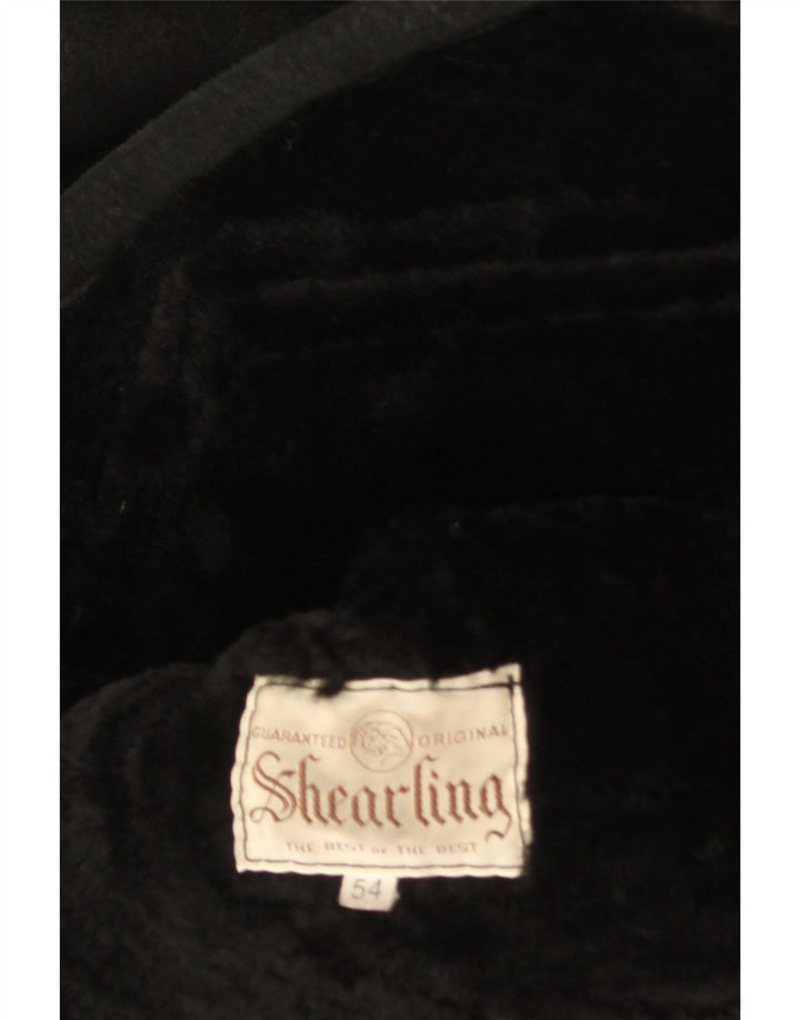 Jaqueta masculina vintage de shearling IT 54 2XL preta shearling