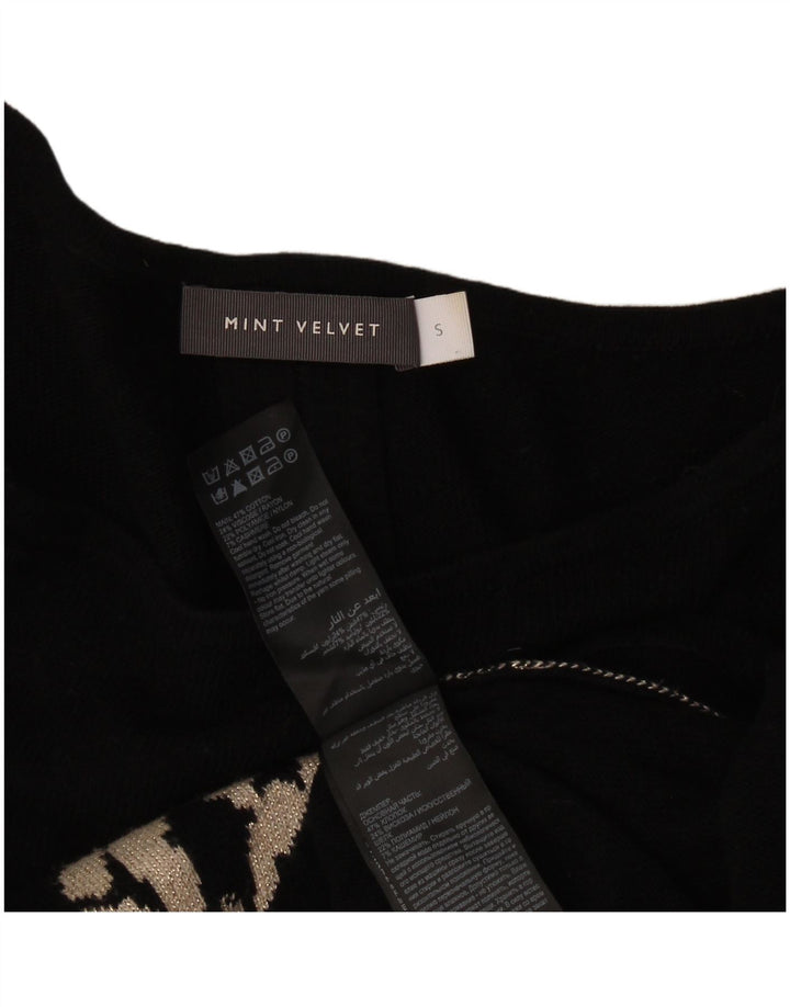 Suéter feminino MINT VELVET com padrão abstrato e gola canoa Reino Unido 10 preto pequeno