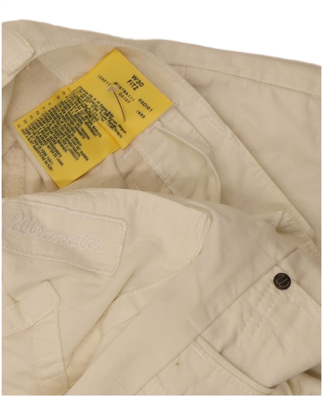 Wrangler Mens Fitz Cargo Shorts W30 Médio Algodão Branco