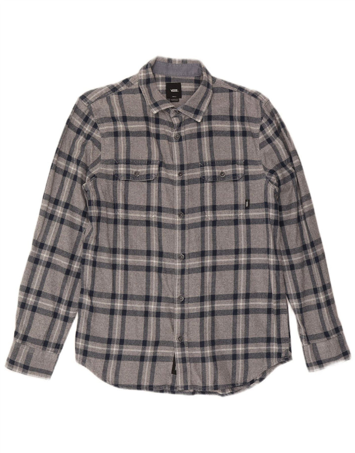 Camisa masculina Vans Classic Fit flanela pequena cinza xadrez algodão