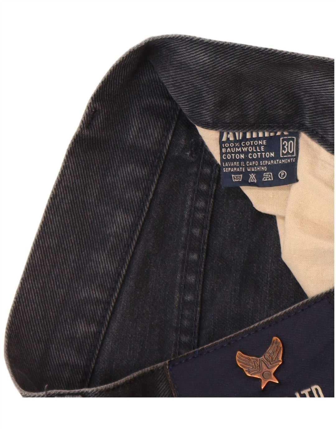 Avirex Jeans retos masculinos W30 L31 algodão azul marinho