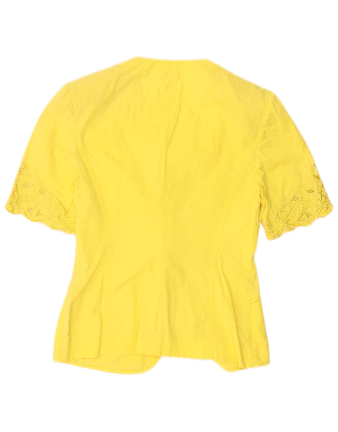 Cardigan feminino vintage de manga curta IT 42 algodão amarelo médio