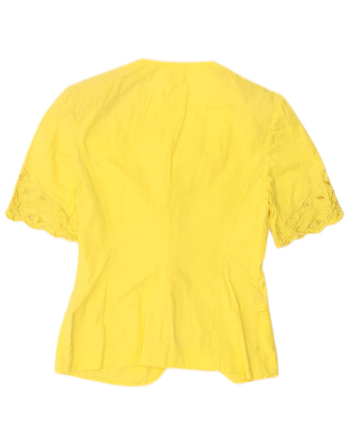Cardigan feminino vintage de manga curta IT 42 algodão amarelo médio