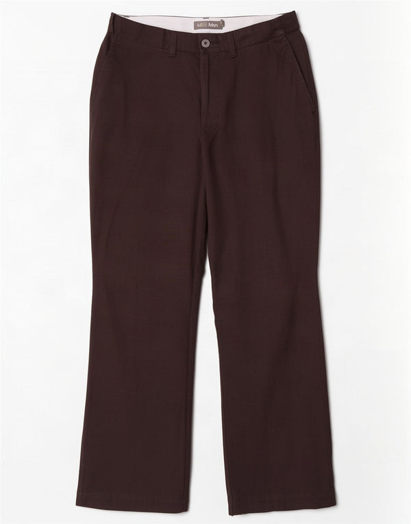 Calça chino reta masculina Marks & Spencer W34 L29 algodão preto