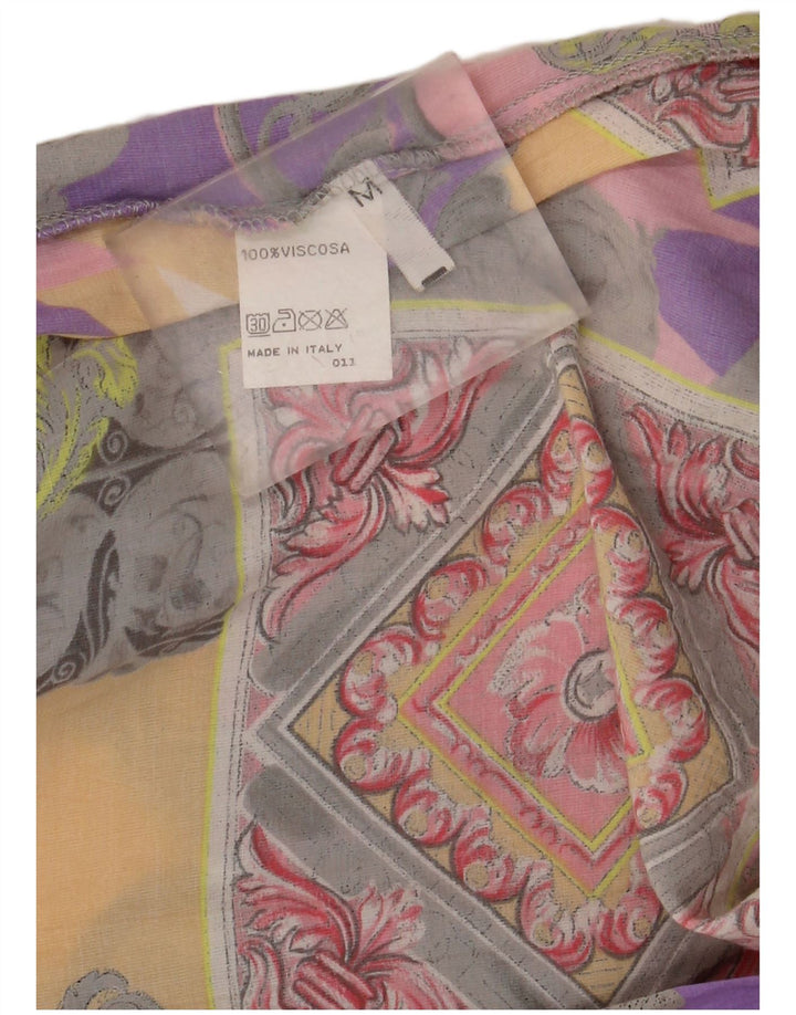 Blusa feminina vintage UK 14 média multicolorida paisley viscose