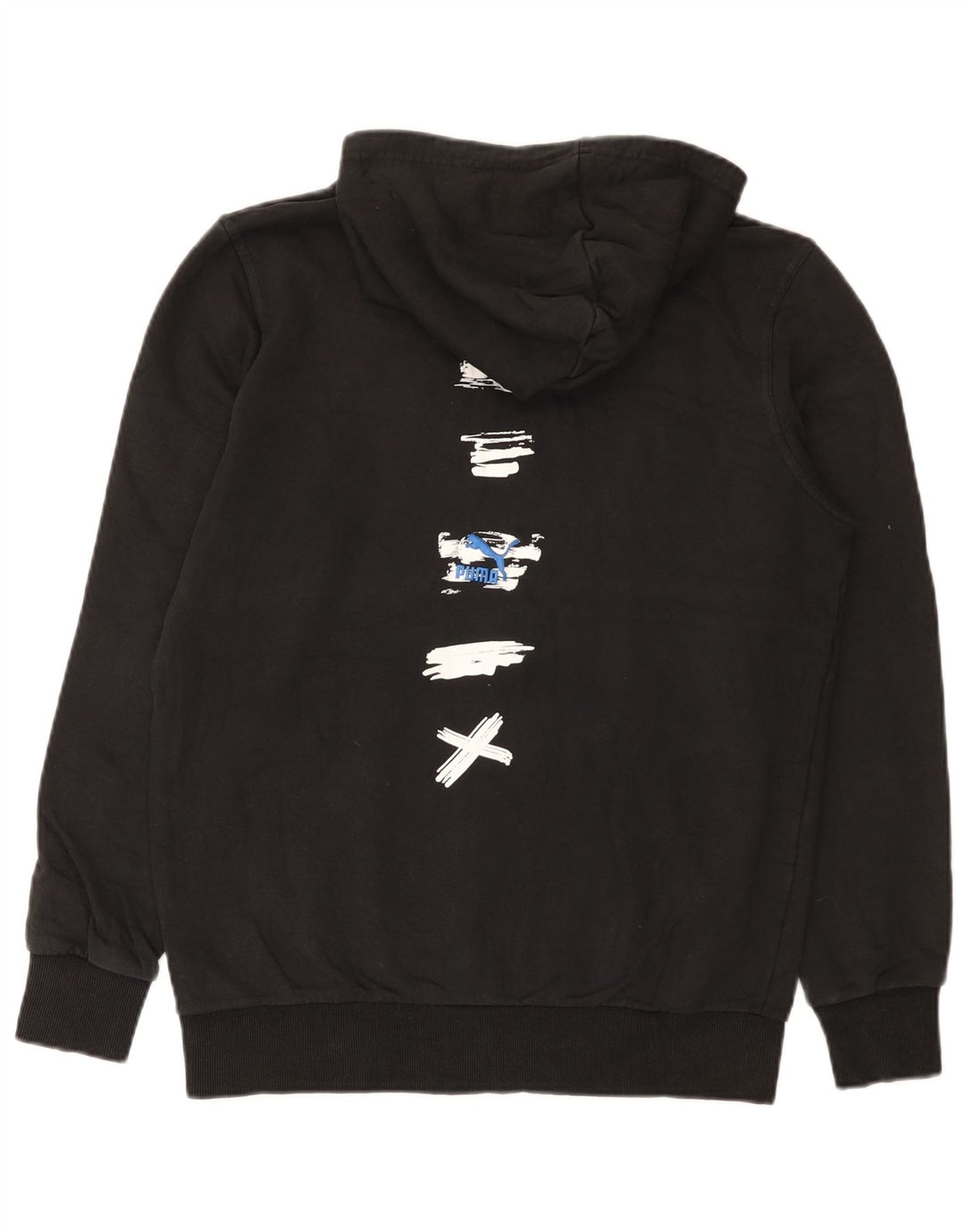 Puma masculino gráfico moletom com capuz médio algodão preto