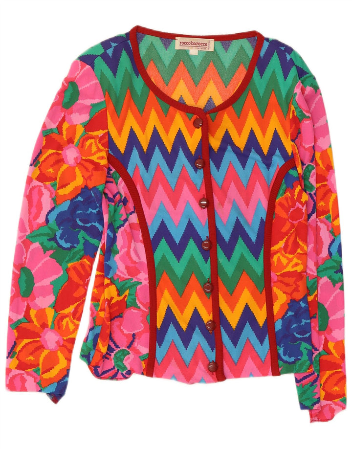 Suéter cardigã feminino ROCCOBAROCCO IT 44 médio multicolorido Chevron