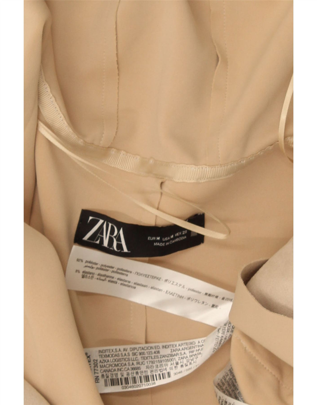 Sobretudo feminino Zara com capuz UK 14 poliéster bege médio