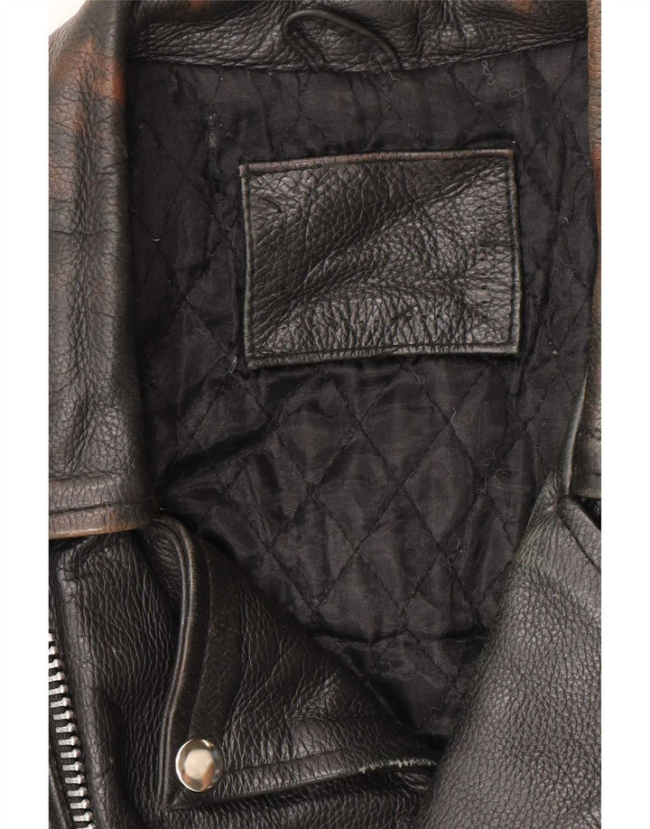 Jaqueta masculina vintage de couro para motociclista UK 38 média preta