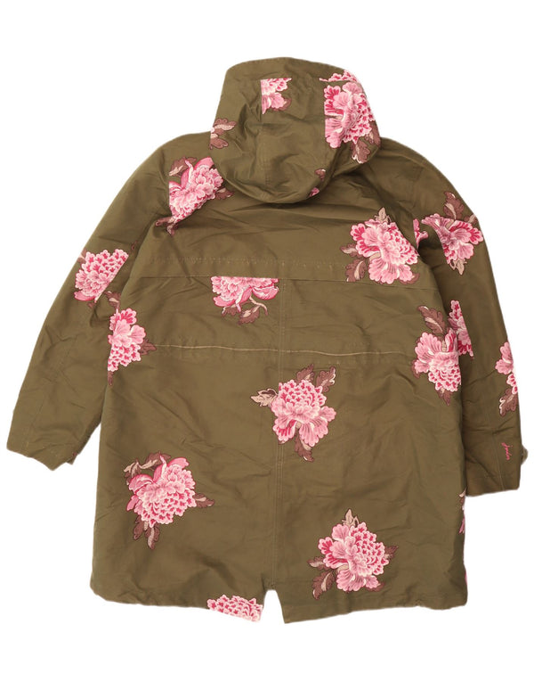 Capa de chuva feminina Joules com capuz grande UK 18 XL cáqui floral poliéster