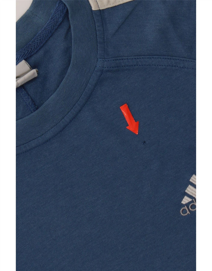 Adidas Mens Camiseta Top Pequeno Algodão Azul