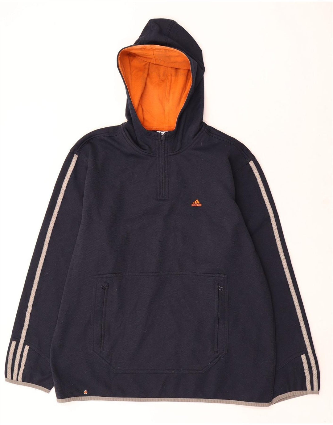 Adidas Mens Zip Neck Hoodie Jumper Médio Azul Marinho Poliéster
