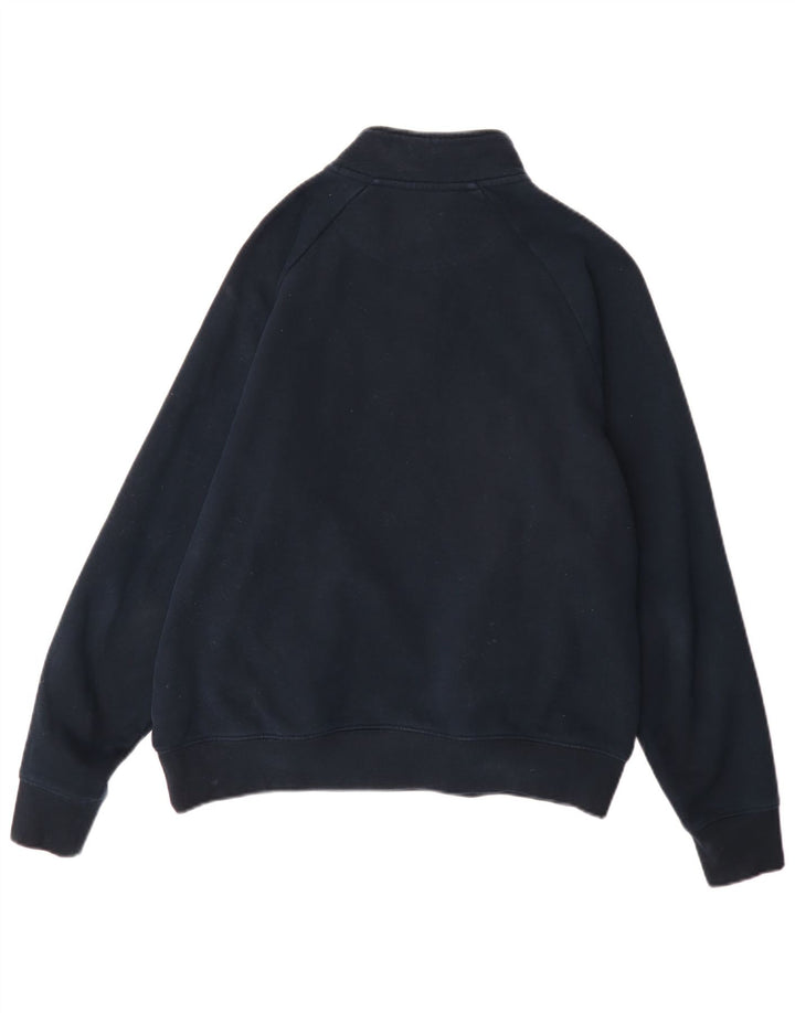 Suéter masculino Marks & Spencer com zíper 1/4 de ajuste regular, azul marinho médio