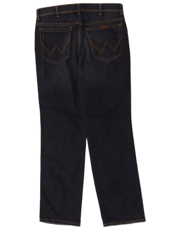 Wrangler Mens Regular Fit Straight Jeans W34 L32 Azul Marinho Algodão