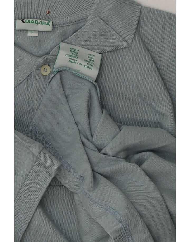 Camisa polo masculina Diadora grande algodão azul