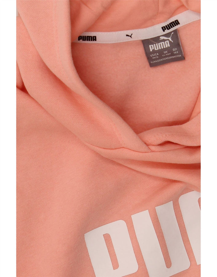 Suéter PUMA feminino oversized crop gráfico com capuz 11-12 anos algodão rosa