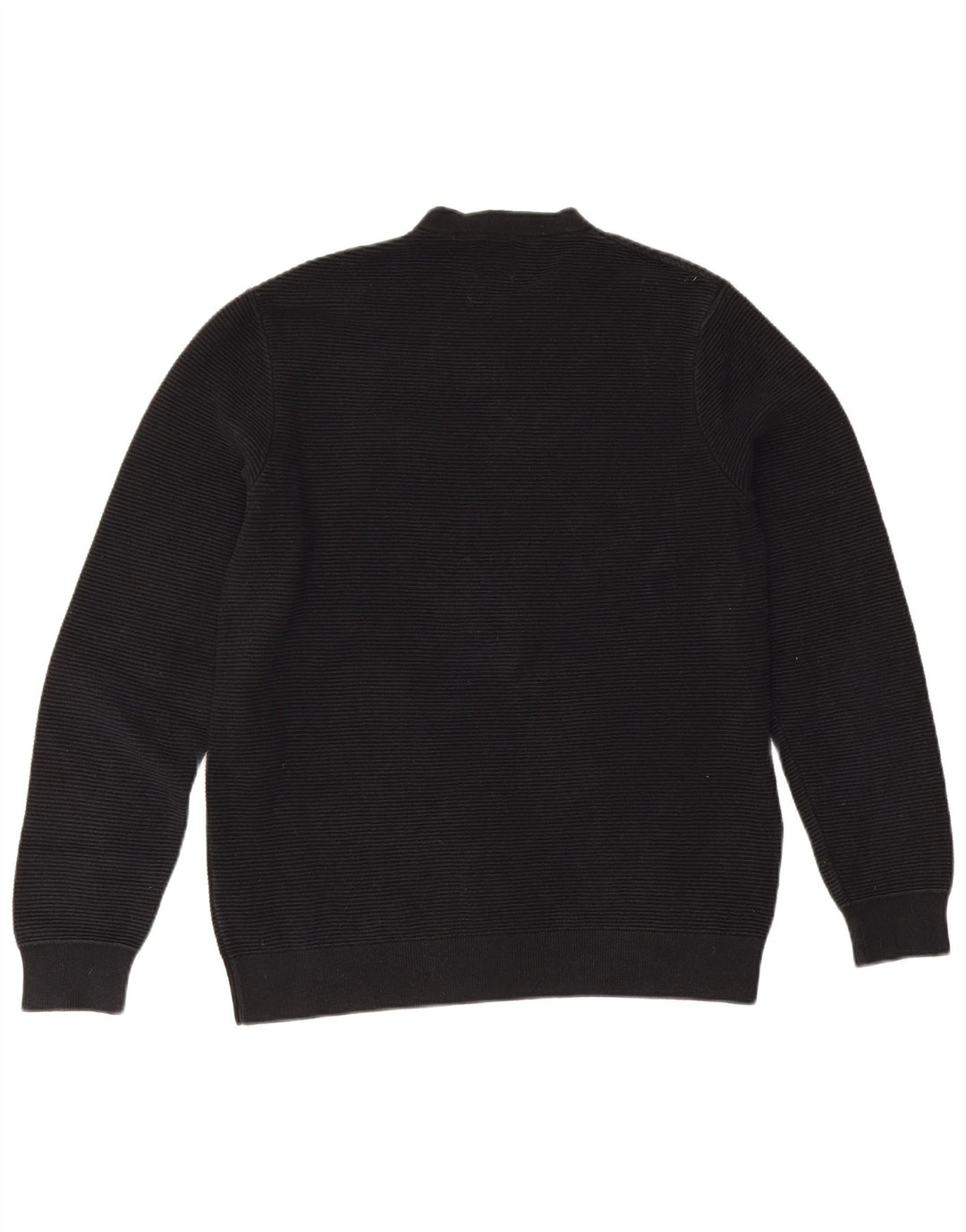 Zara Suéter masculino com gola redonda, algodão preto médio