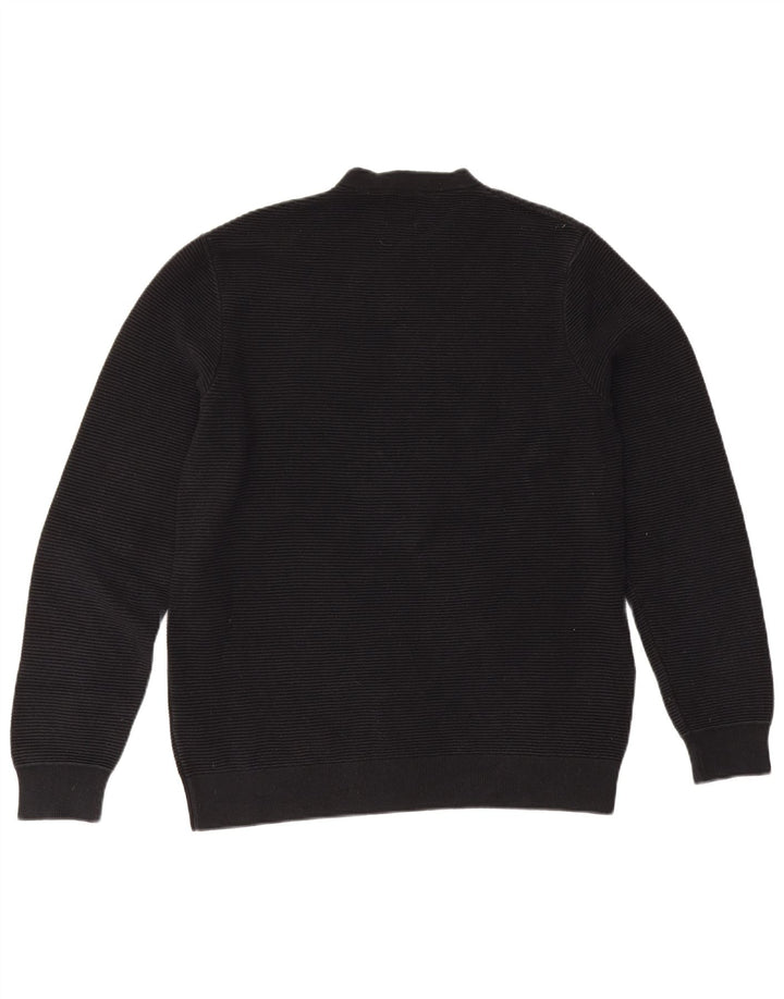 Zara Suéter masculino com gola redonda, algodão preto médio