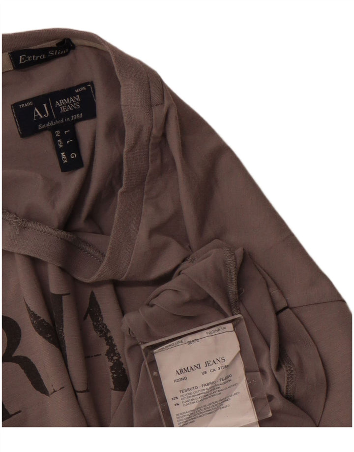 Camiseta masculina Armani Jeans extra slim com estampa gráfica grande algodão cinza