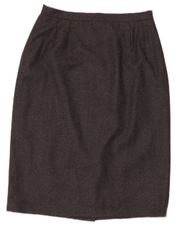 Conjunto de saia feminina vintage com 3 botões e 2 peças UK 14 médio W26 cinza