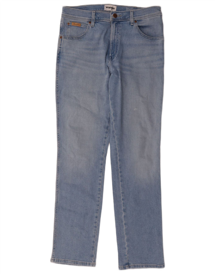 Wrangler Masculino Texas Slim Jeans W33 L32 Azul Algodão