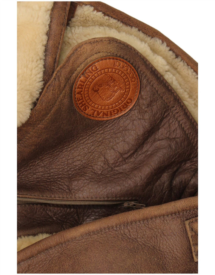 Jaqueta masculina vintage Shearling UK 42 XL marrom shearling