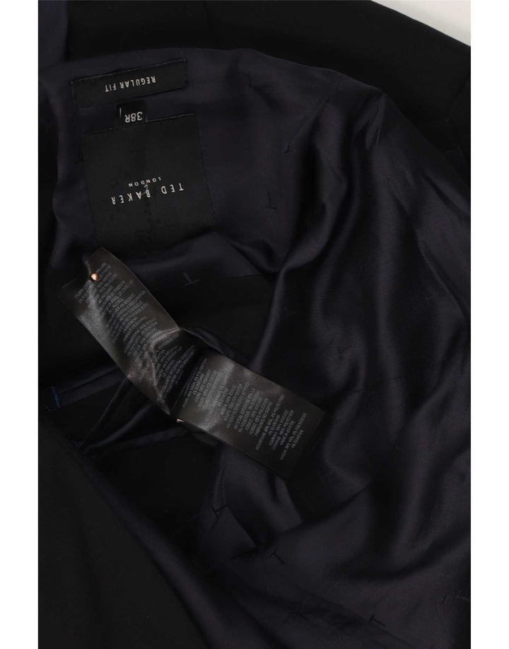 Jaqueta blazer masculina Ted Baker com 2 botões de ajuste regular Reino Unido 38 algodão preto médio