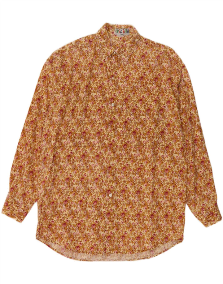 Camisa masculina vintage floral verde médio
