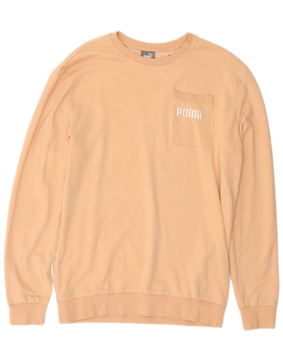 PUMA moletom feminino oversized jumper UK 14 médio algodão amarelo