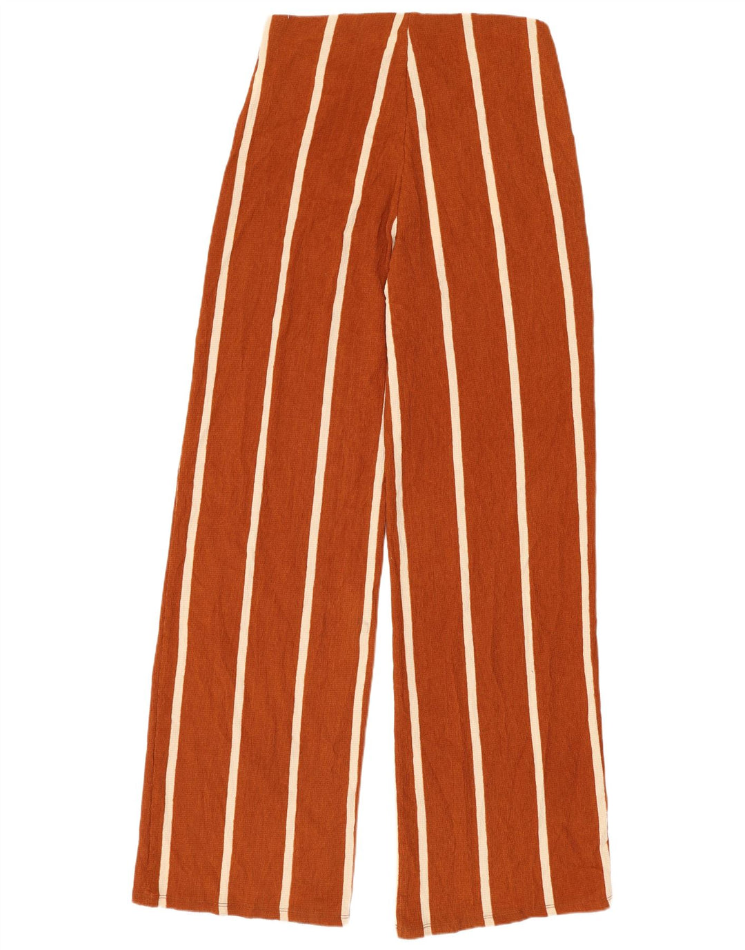 Zara Calça feminina de perna larga médio W28 L31 poliéster listrado marrom