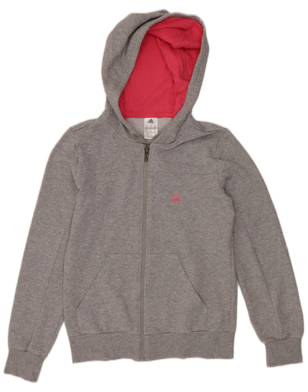 Adidas Womens Climalite Zip Hoodie Sweater UK 4/6 XS Cinza Flecked Cotton
