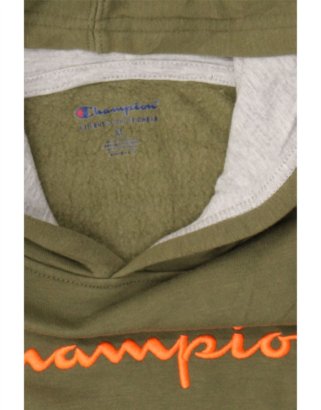 CHAMPION Womens Graphic Hoodie Jumper UK 18 XL Khaki Cotton Vintage Champion and Second-Hand Champion from Messina Hembry 