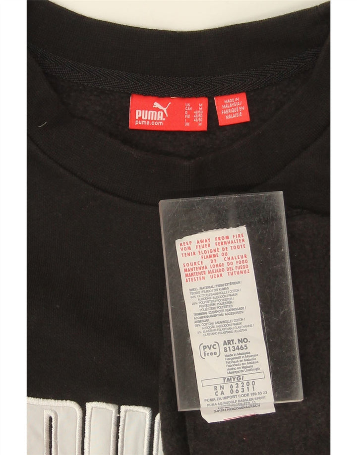PUMA Mens Graphic Sweatshirt Jumper Medium Black Cotton Vintage Puma and Second-Hand Puma from Messina Hembry 