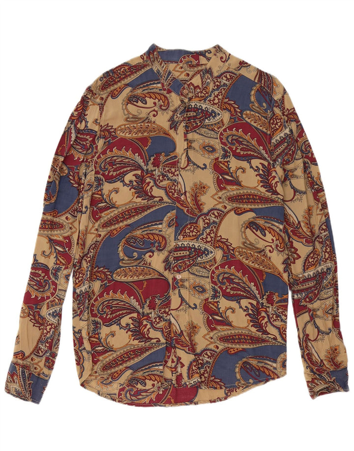 Camisa masculina vintage média multicolorida Paisley Viscose