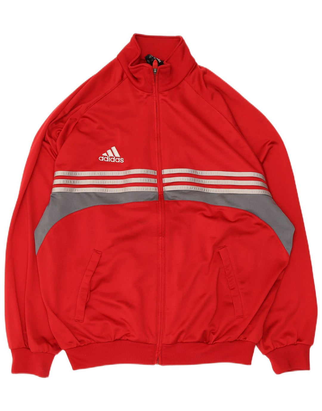Adidas Mens Tracksuit Top Jacket UK 44/46 Grande Vermelho Colorblock Poliéster